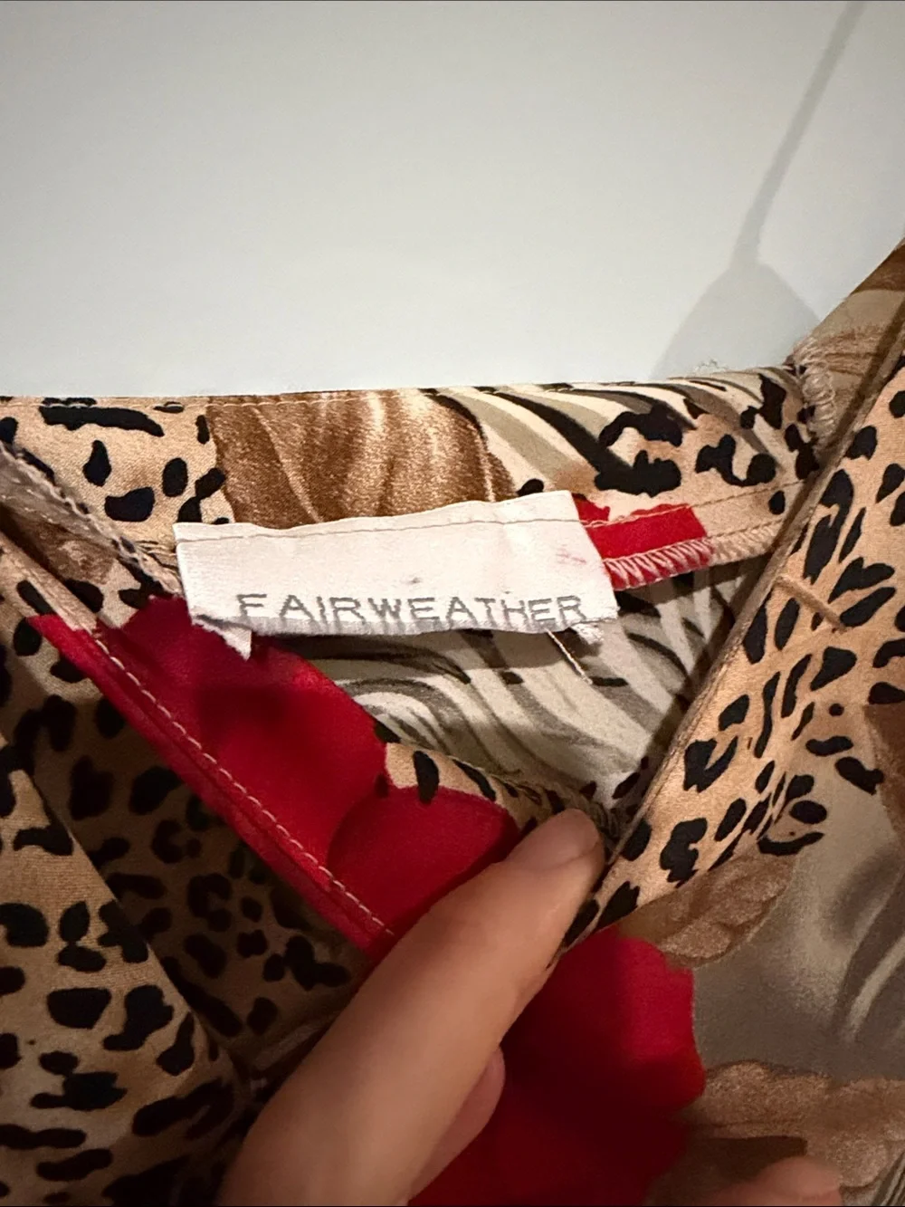 Y2K-era Tropical Leopard Slip Midi Dress with Red Floral - Picture 2 of 9